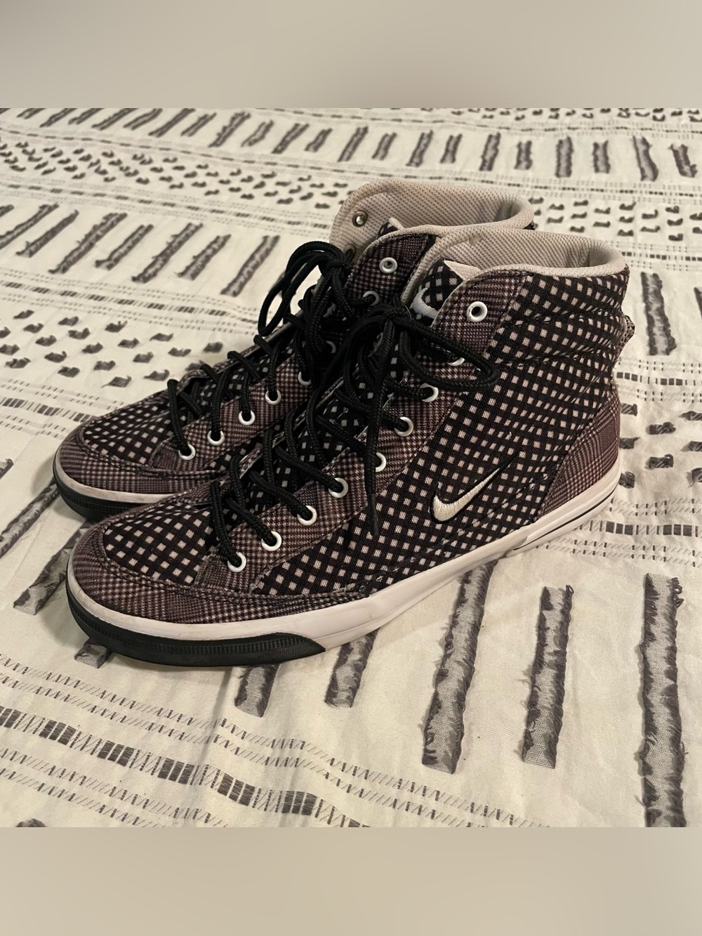 Retro Y2K Nike Sweet Classic High Checkered Grid Sneakers - Women's US 7